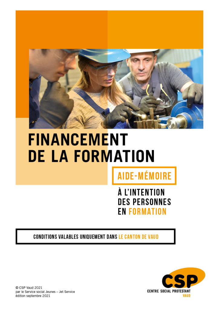 Financement de la formation - aide-mémoire sur les moyens à disposition dans le canton de Vaud