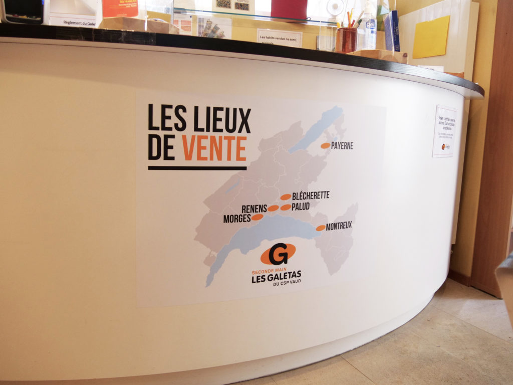 Les Galetas du CSP Vaud - panneaux des lieux de vente