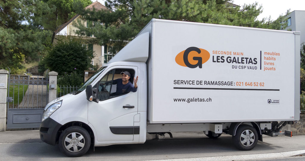 Nouvelle identité visuelle des Galetas du CSP Vaud - sur le camion de ramassage