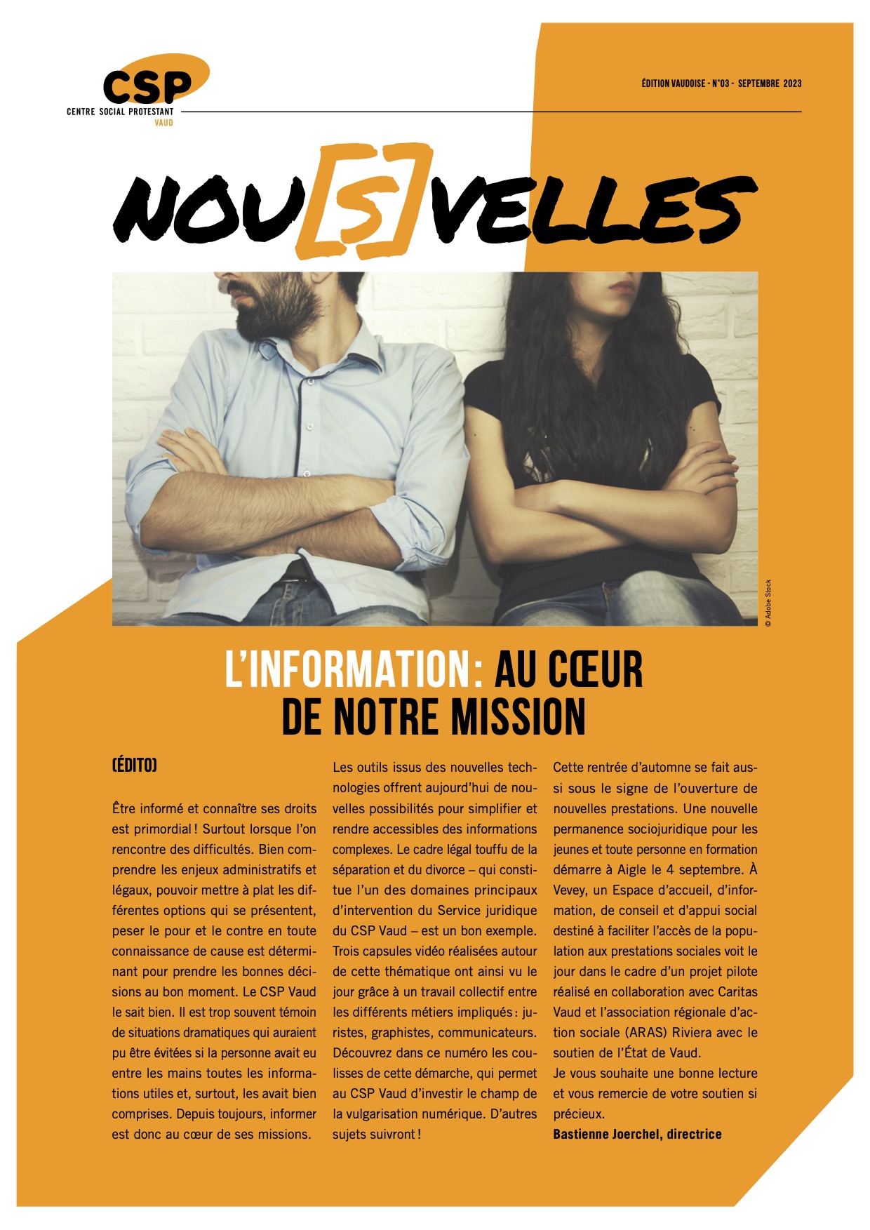 Couverture du journal des Nouvelles du CSP Vaud sur la séparation et le divorce - capsules vidéo