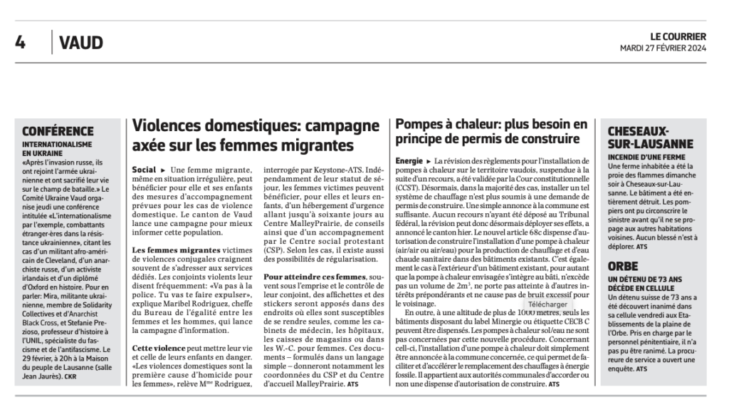 Violences domestiques: campagne axée sur les femmes migrantes