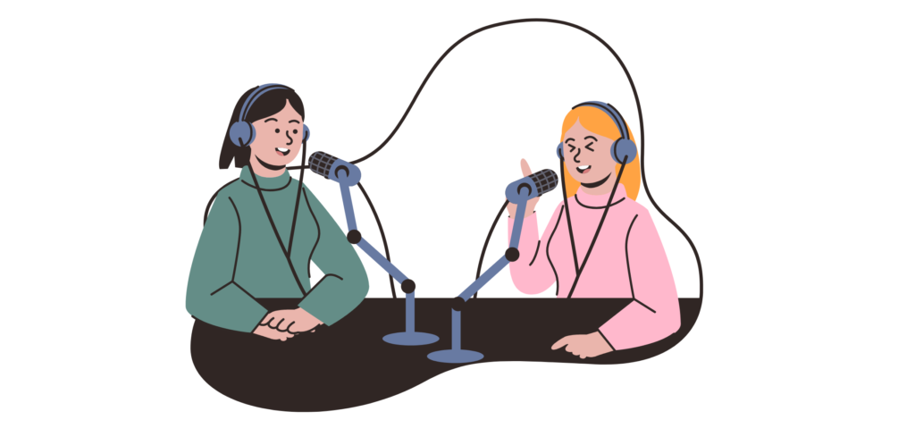 Femmes enregistrant un podcast