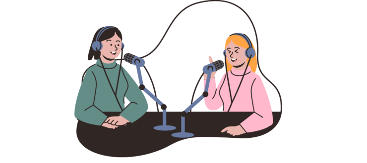Femmes enregistrant un podcast